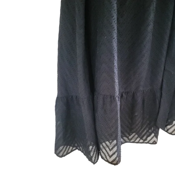 BloomChic Black Geometric Pocket Ruffle Sleeve Belted Midi Dress - Women's Plus - Picture 8 of 13